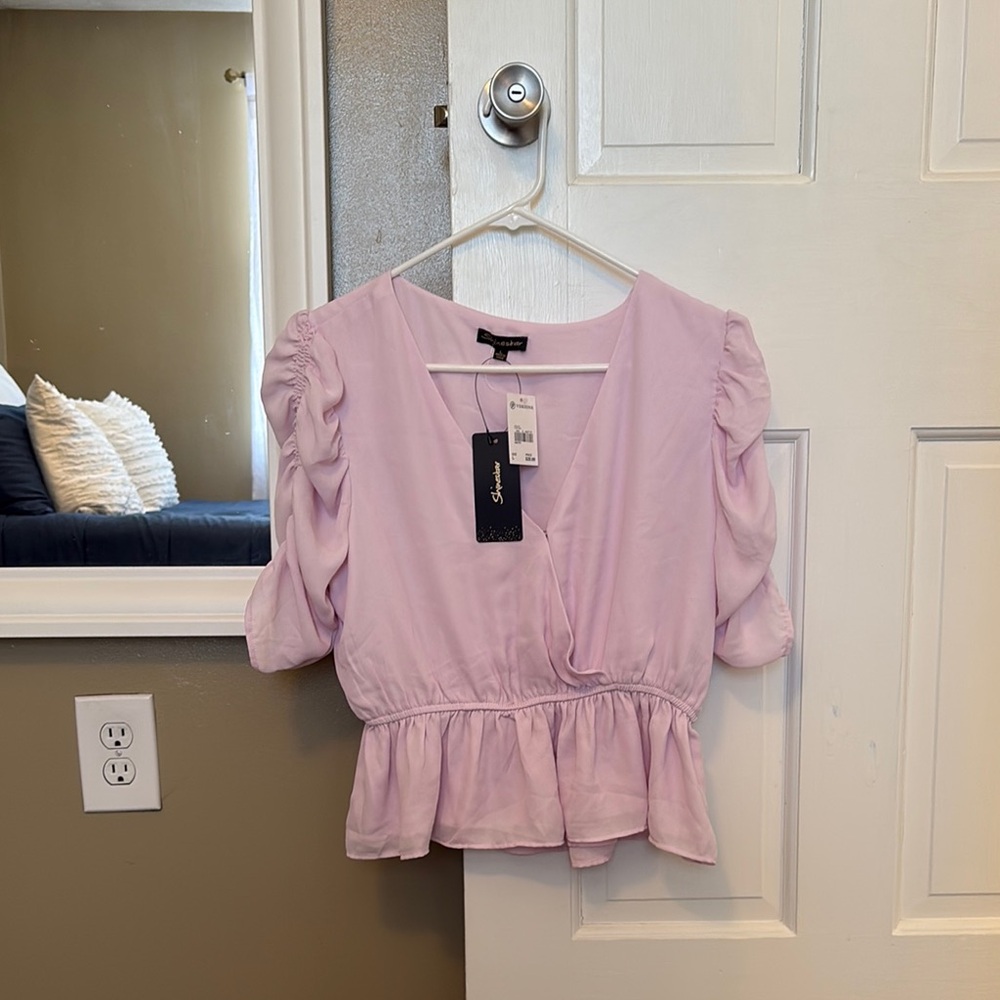 Shinestar Lilac Wrap Blouse